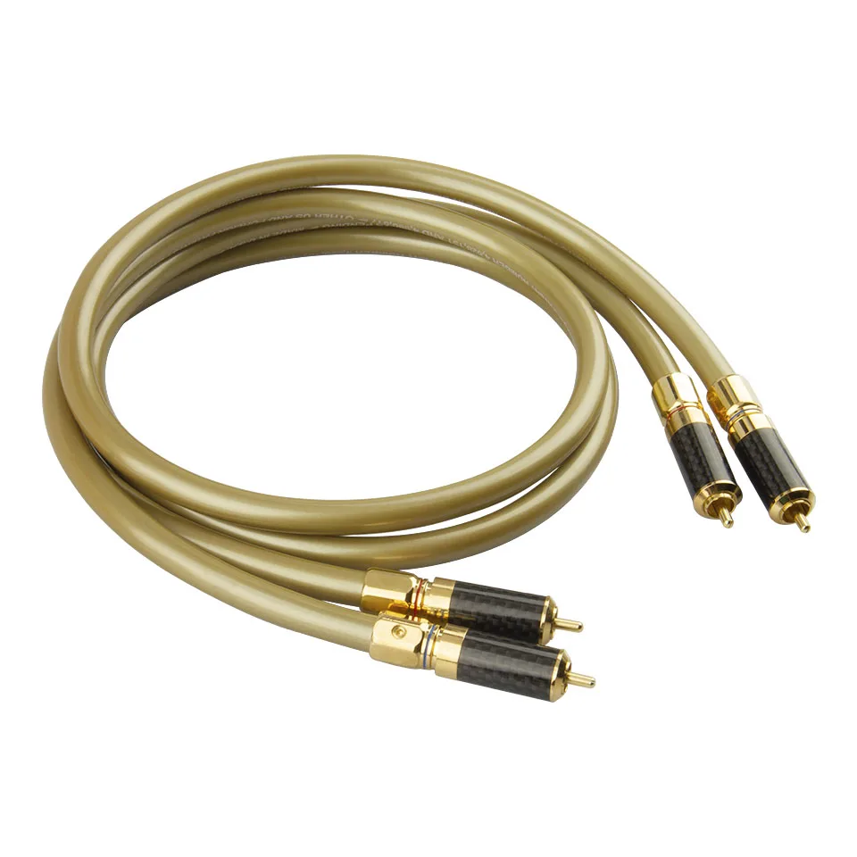 DIYLIVE 1 Paar Hochreines OFC-Kern RCA-Audiokabel 2RCA-Stecker mit Reinkupfer Vergoldeter Stecker für Verstärker - Meterware – Detail 8