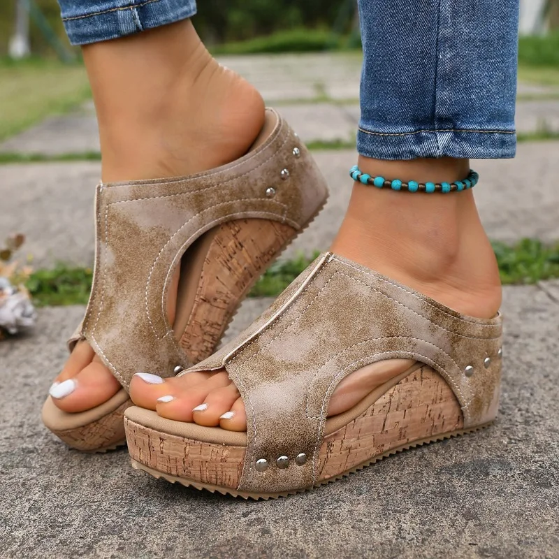 Sandalias de Mujer 2026, Nuevas Sandalias Retro de Tacón Alto para Verano, Sandalias Casuales con Punta Abierta y Plataforma, Sandalias de Diseñador