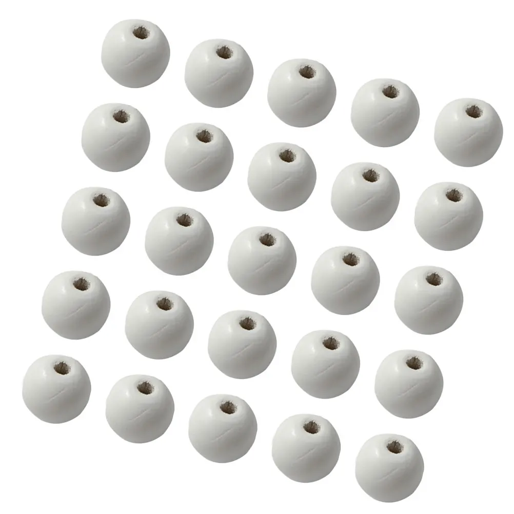 

White Large Hole Wooden Beads Round Spacer DIY Craft Accessories Fashion Jewelry Making Beads Popular Decorations Home Crafts