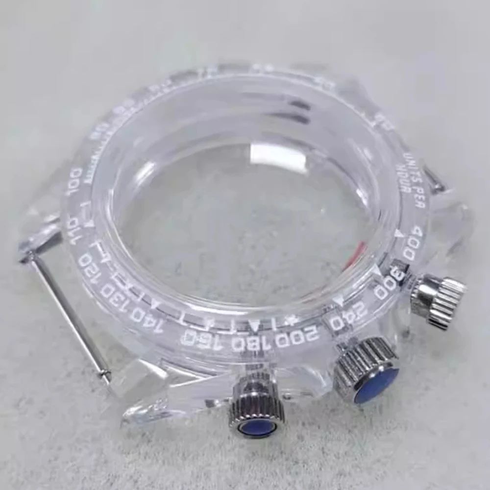 

New Transparent Chronograph Watch Case 40mm, Glue Glass Case, for VK63 Movement Mechanical VK63 Case, Watch Accessories