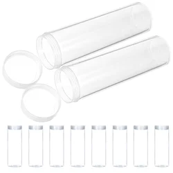 10pcs Coin Tubes Quarter Rolls Wrappers Plastic Coin Holders Clear Coin Storage Containers