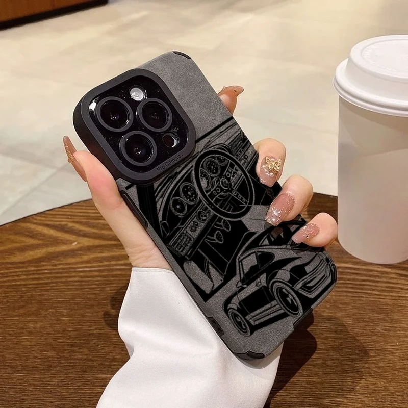 Classic Sports Car Interior Phone Case For iPhone 11 12 13 14 15 16 17 Pro 18 Pro Max 16 Plus Air XR X XS 7 8 Plus SE 2022 Cover