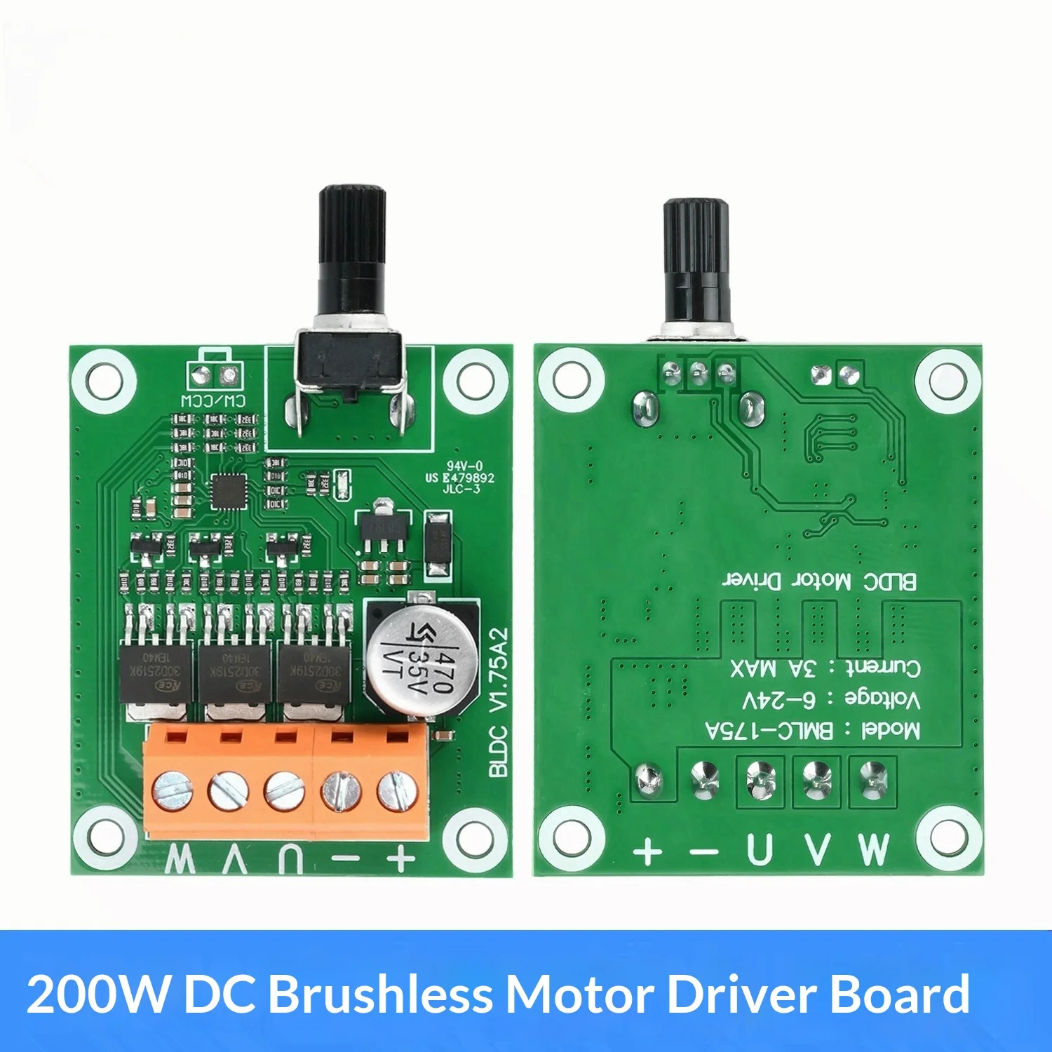 75W200W High Power Brushless Fan Motor Governor 6V-24V DC Brushless Motor Drive Control Board