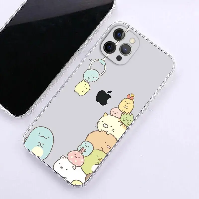 Japan Cartoon Sumikko Gurashi Phone Case For iPhone 15 14 13 11 12 Pro Max X XR XS Max Mini  7 8 Plus SE 2020 transparent cover