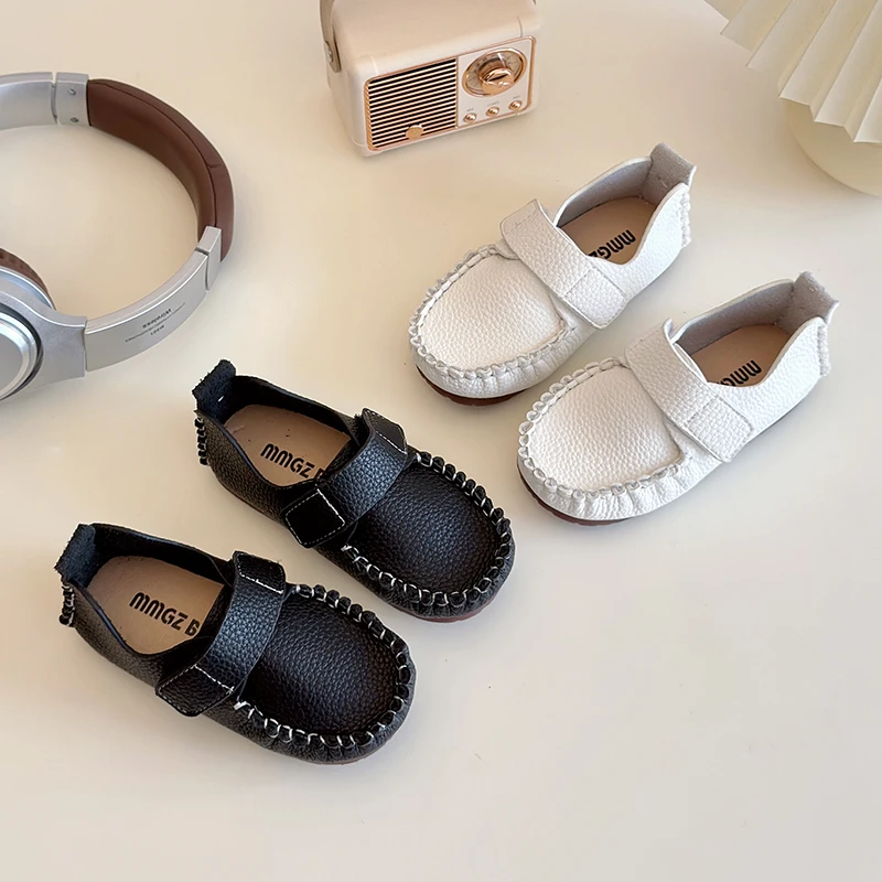

Children's Boys Loafers 1-6 Years Old Spring Fall White Simple Boys Girls Casual Shoes Black Soft Non-slip Kids Leather Shoes