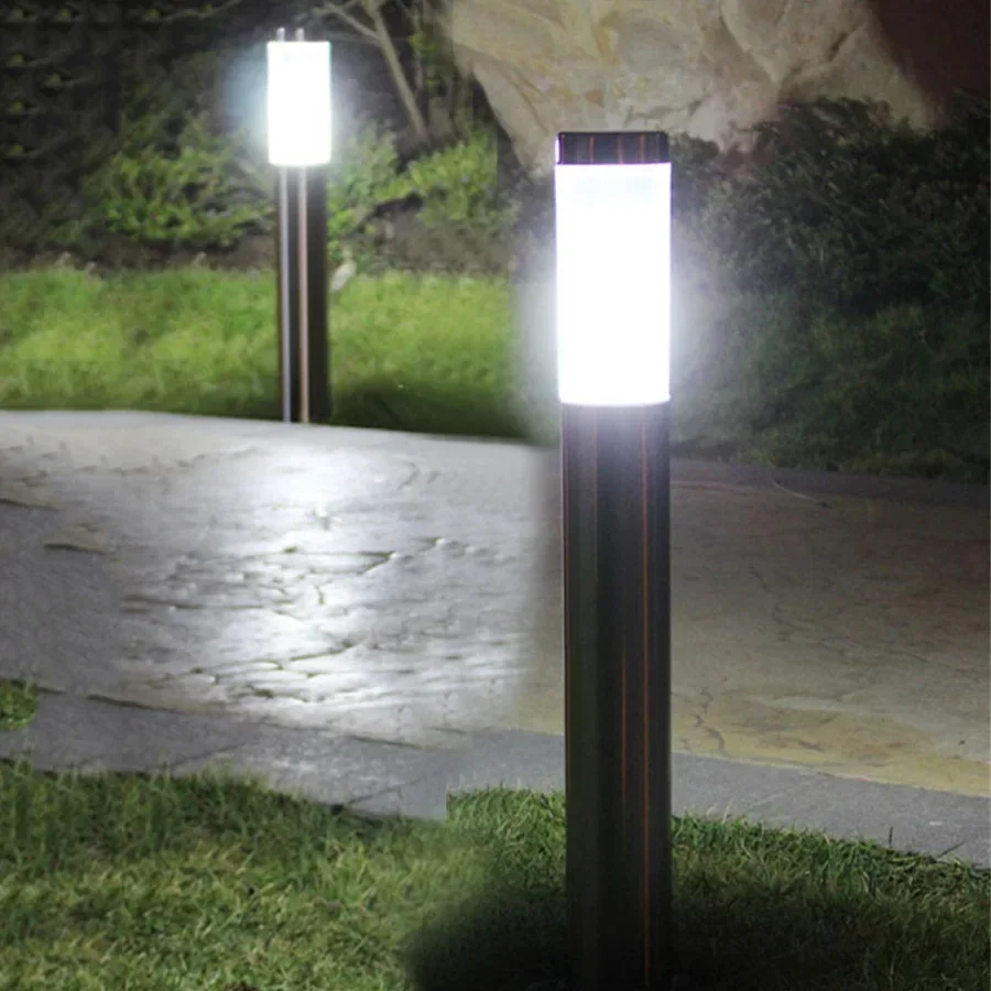 Stainless Steel Outdoor Lantern Pathway Lawn Lamps with E27 Bulb Fence Grass Post Lamp Deck Garden Landscape Bollards Lighting