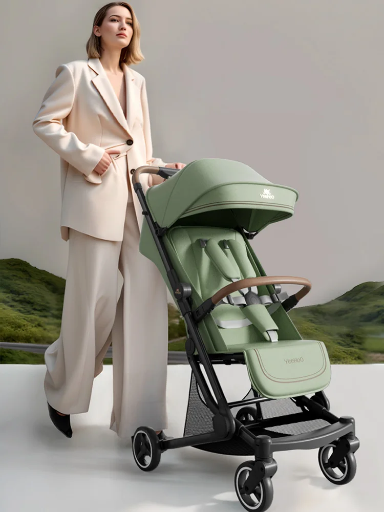 Carrinho de viagem leve para bebê, reclinável e sentado, assento grande, proteção integrada para coluna, carrinho de bolso,