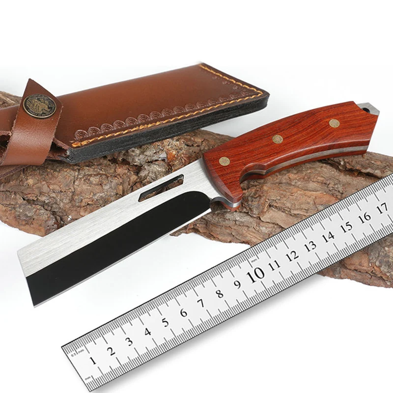 

Free shipping Fixed Blade Knife Sharp blade Handmade 9CR13MOV steel Knife Red wood handle Outdoor camping EDC tools