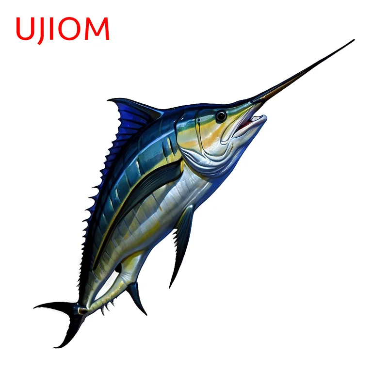 UJIOM Eye-catching Atlantic Blue Marlin Fish Wall Stickers Creative Vivid Animals Graphics Room Veneer Decals PVC Room Decor