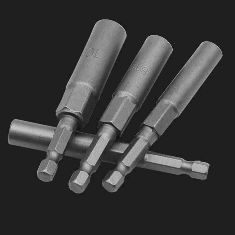 Tác Động Ổ Cắm 1/4Inch Hệ Mét Tác Động Sâu Cờ Lê Lục Giác Ổ Cắm Đầu Bộ Chuyển Đổi Cờ Lê Adapter Ổ Cắm Dụng Cụ Cầm Tay 6-19 Mm