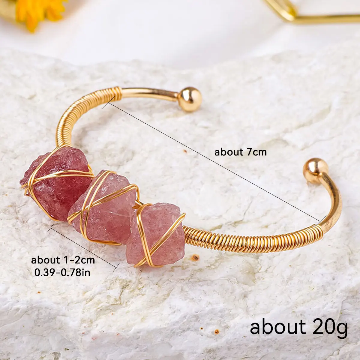 1PC Natural Crystal Lrregular Rough Raw Stone Bracelet Hand Woven Copper Wire Open Bracelet Jewelry Making For Women Jewelry