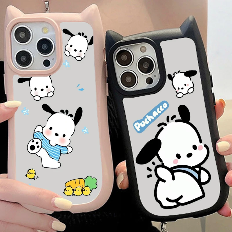 Pacha Dog Cute Cartoon For iPhone 15 14 13 12 11 Pro Max Plus Cute Soft Durable Cat Ears Phone Case