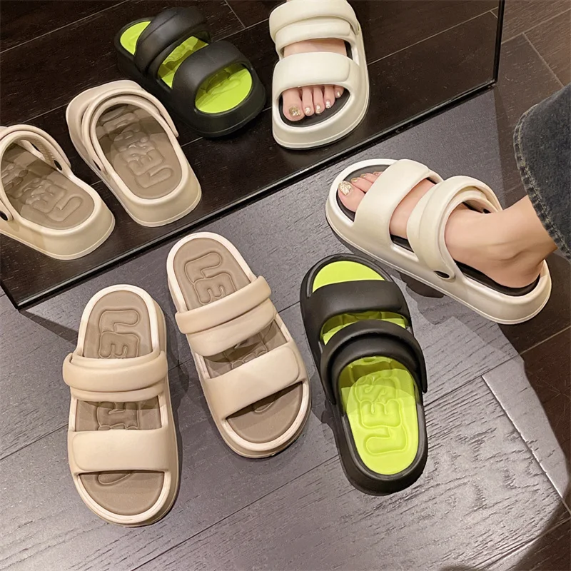 Vrouw Zomer Eva Wolken Slippers Licht Platform Hoge Hakken Anti-Slip Zachte Dikke Zool Thuis Kussen Glijbanen Dames Zomer Slippers