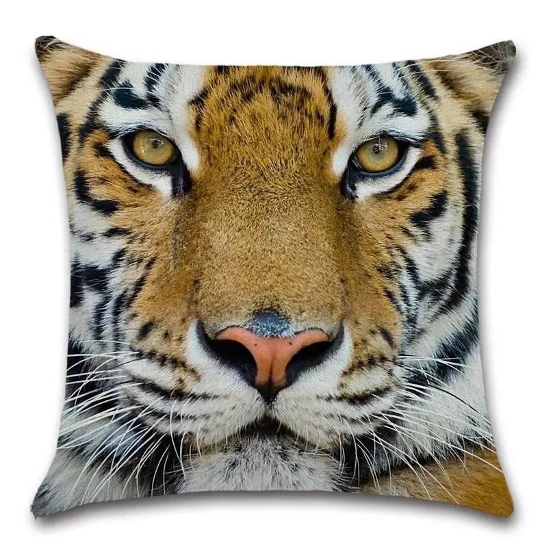 Animal Tiger Lion Printed Decorative Cushion Cover Polyester Throw Pillow Cover Home Sofa Chair Pillowcase 45X45CM