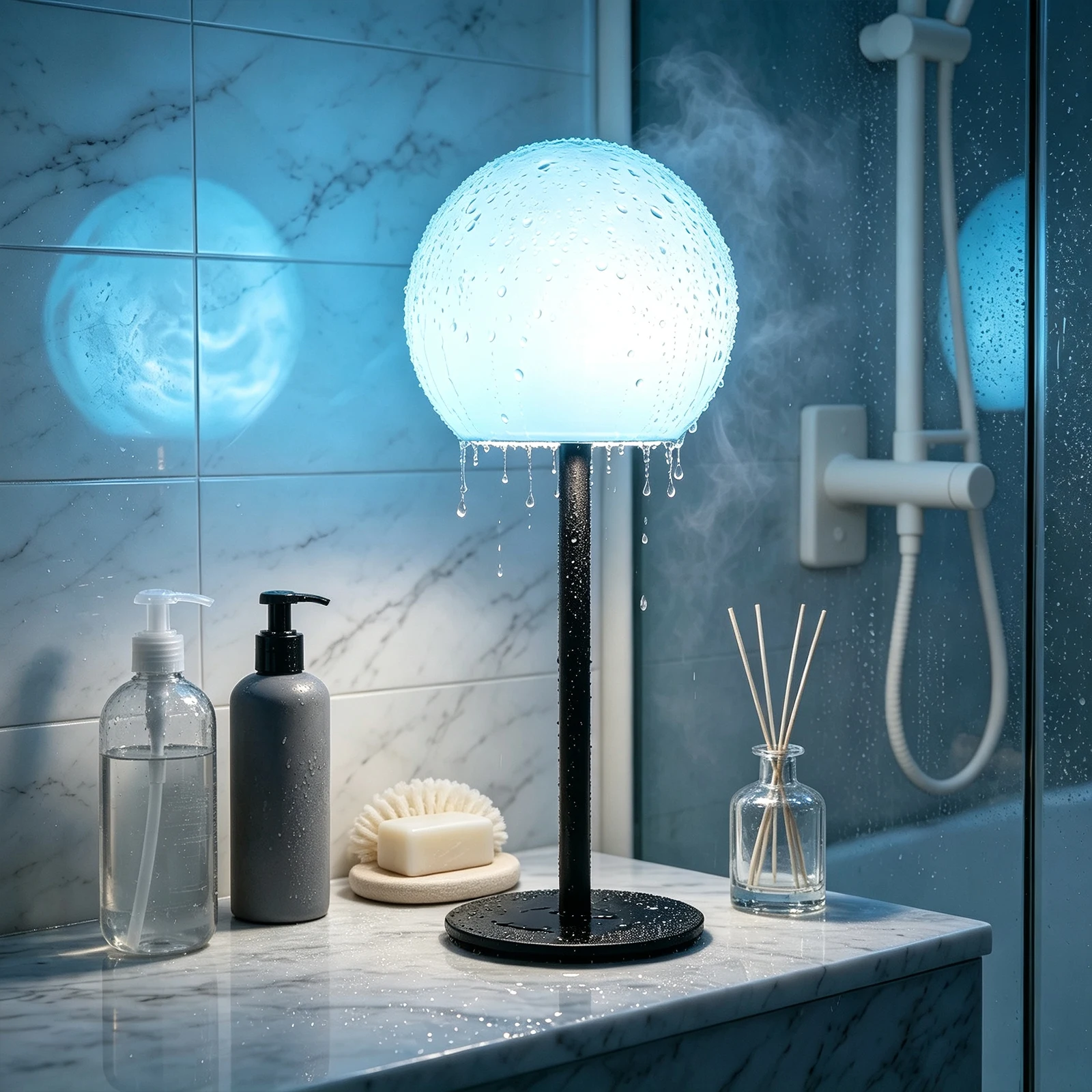 Color Changing Waterproof Globe Table Lamp Remote Controlled RGB Mood Lamp IP54 Rating Spherical Accent Light for Bathroom Dinne