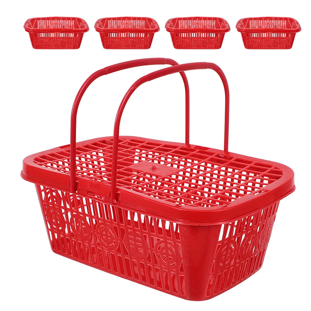 

Набор из 5 пластиковых корзин для фруктов с крышкой, квадратные, для сбора клубники и винограда, портативные, легкие, для хранения