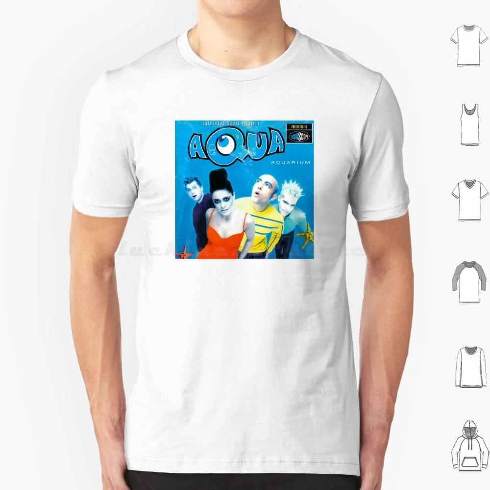 Cover Art Aquarium T Shirt 6xl Cotton Cool Tee Aqua Aquarium Swedish Aqua Band Blue Retro Tour