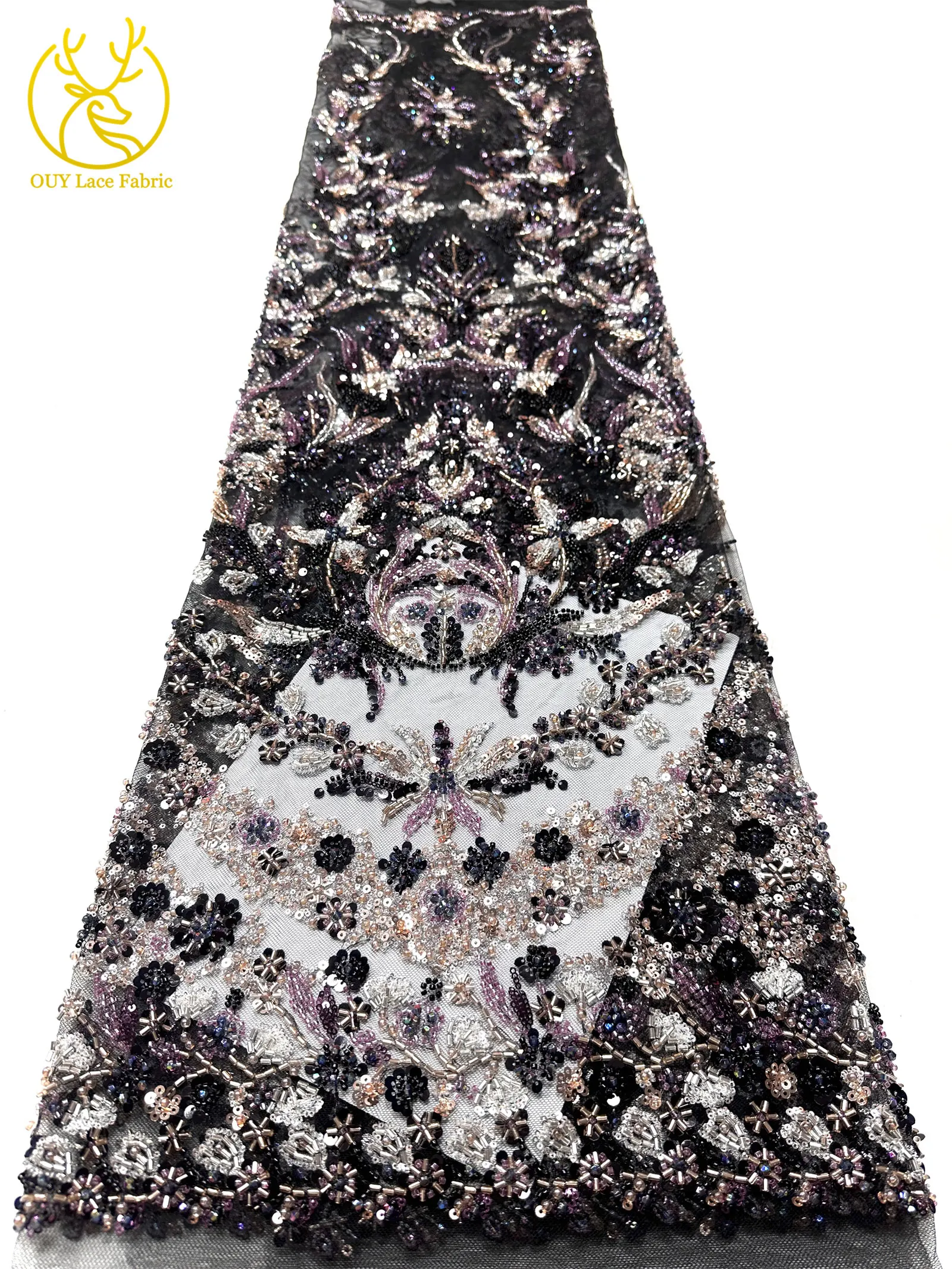 Luxuriöser Afrikanischer Spitzenstoff 2026 Hochwertige Französische Perlen-Pailletten-Spitze 5 Yards Nigeria Tüllspitze für Party- und Hochzeitskleider – Detail 24