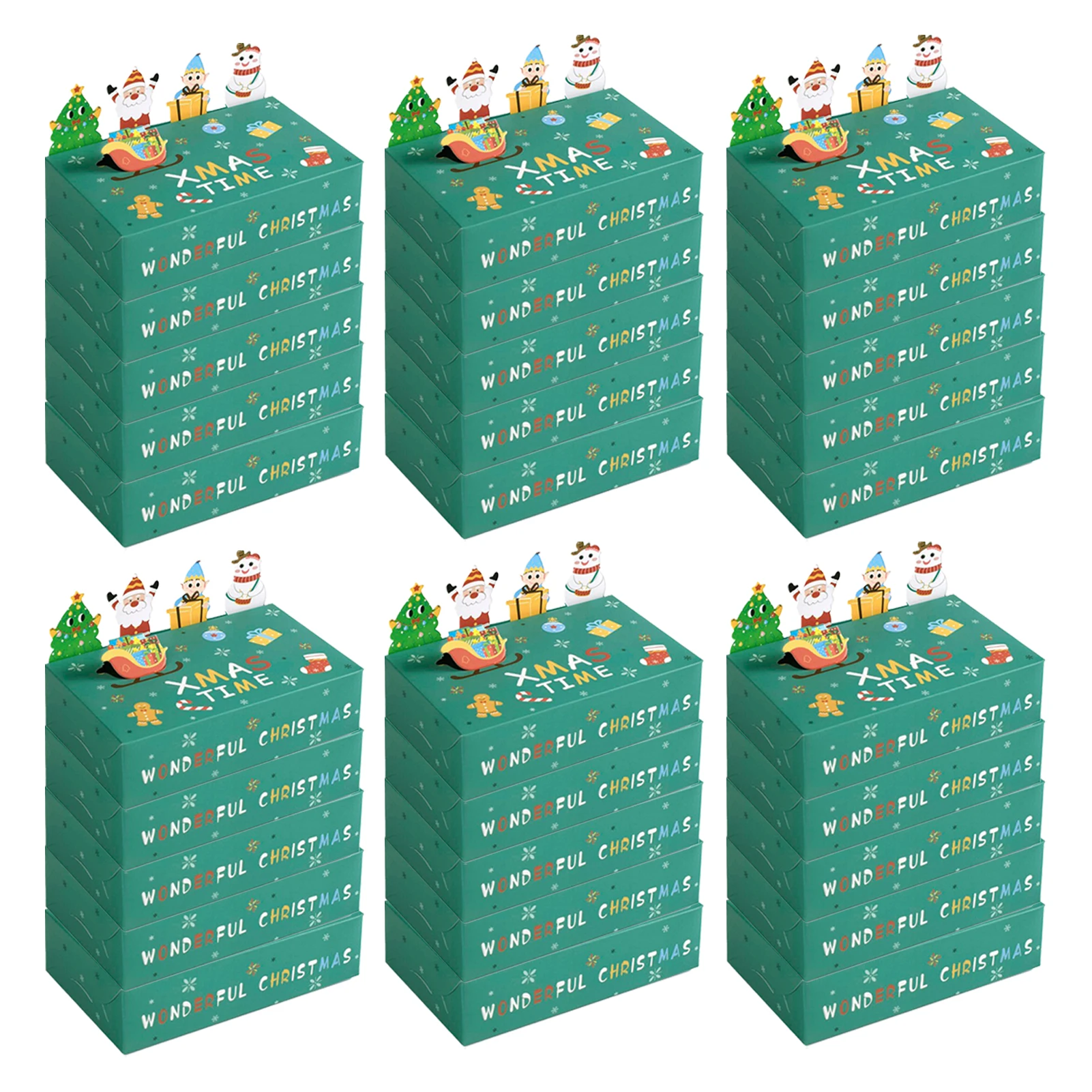 

30pcs Christmas Party Gift Box 3D Animal Candy Biscuit Folding Paper Box