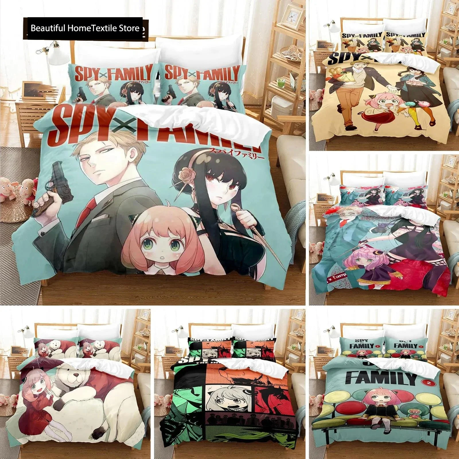 Anime Spy X Family Anya Bedding Set Duvet Cover Bedroom Comforter Covers Single Twin King Size Quilt Cover Home Textile