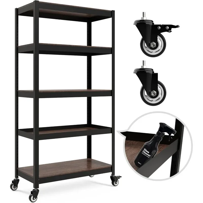 

House Metal Rolling Cart Shelves Casters Heavy Duty Laminate Wheels Shelving Unit Adjustable Utility Storage Rack