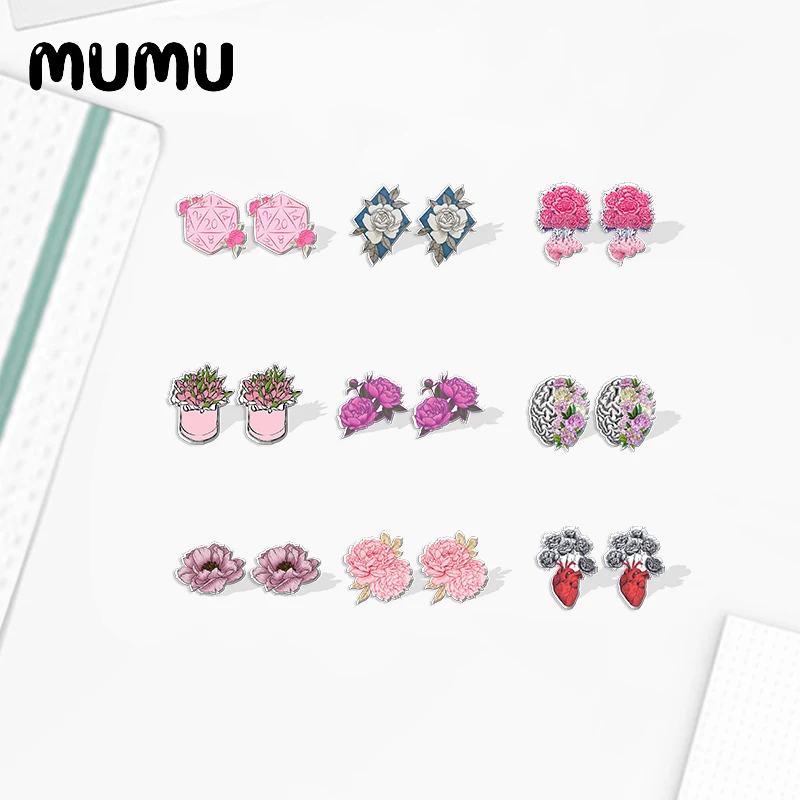 2022 New Pink Peony Acrylic Stud Earring Peonies Flower Earrings Resin Epoxy Jewelry Gifts Friend