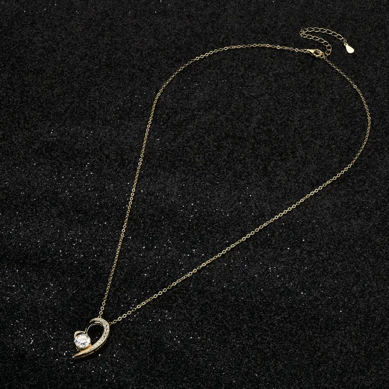 OXTAO GRA 1.0ct مويسانيتي شكل قلب قلادة قلادة مجوهرات نسائية حقيقية 925 الفضة سلسلة الترقوة قلادة غرامة مجوهرات هدية #6