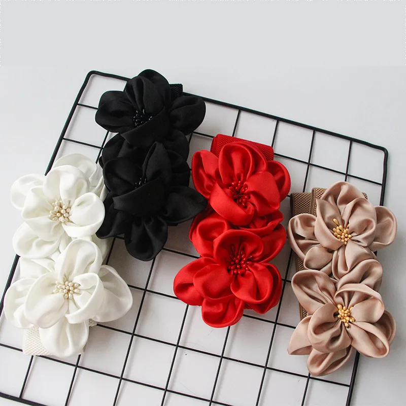 Women Korean style Chiffon Big Flower Belt Elastic Waist Cover Wide Decoration Skirt Bundle Sweet Princess Pastoral Style  Lady