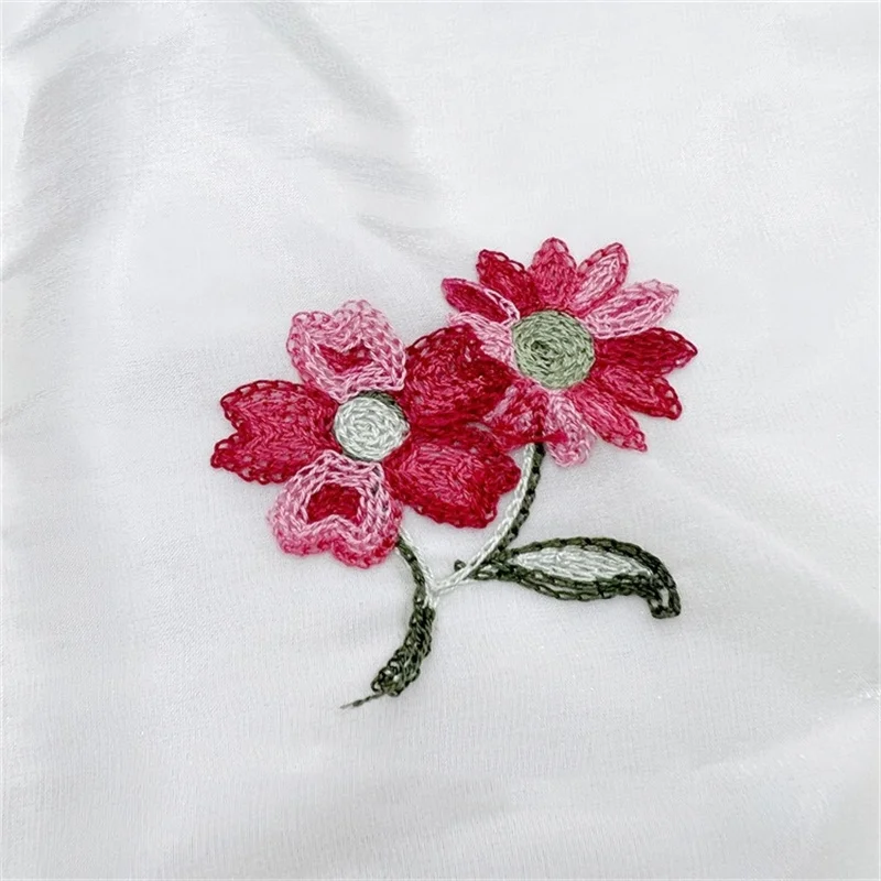 1 yard Chenille Red Flowers Embroidery Organza Fabric Fabric for Flower Girl Skirt Apparel Engagement Curtains Summer Dress