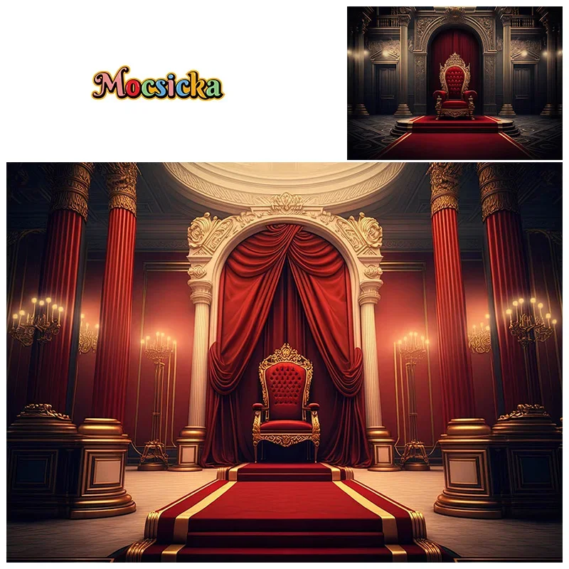 

Mocsicka Photography Backdrops Castle Palace Red Background Happy Birthday Party Wedding Artistic Portrait Cake Smash Photo