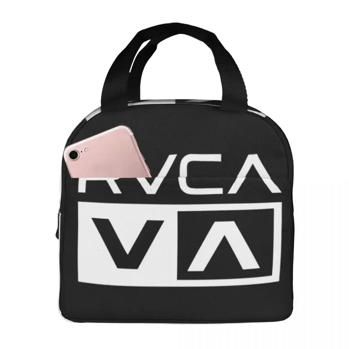 White Rvca Clothes Lunch Bags Bento Box Portable Lunch Tote Resuable Picnic Bags Cooler Thermal Bag for Woman Student Work