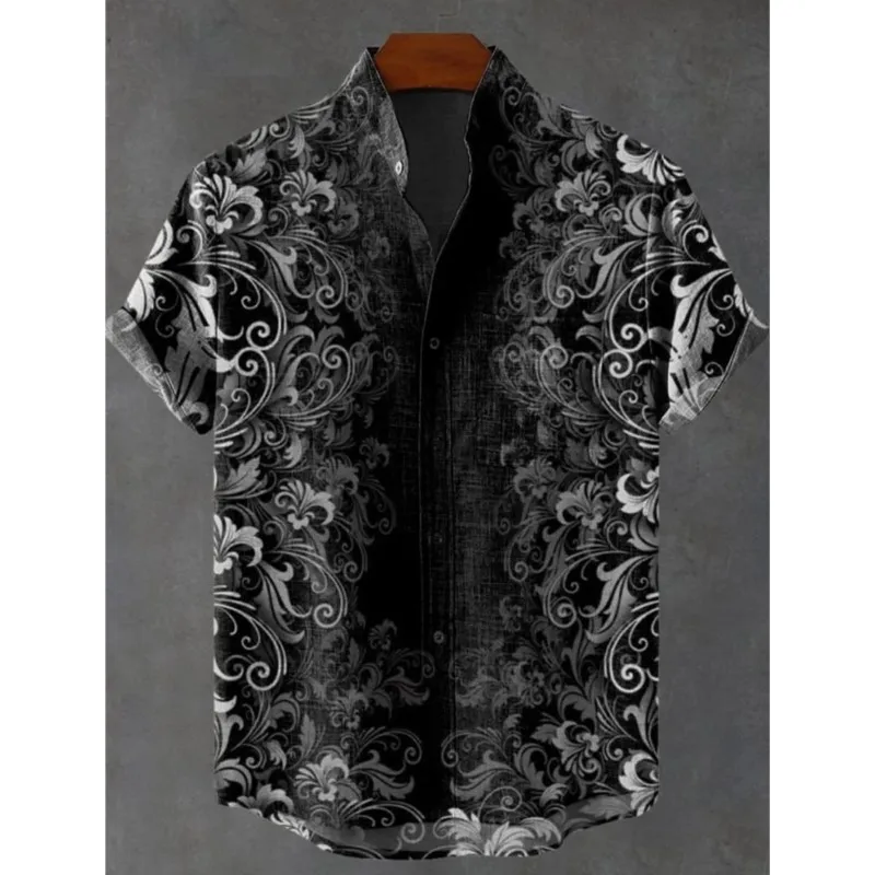 Linen Men's Fashionable Casual Shirt Short Sleeved Top 3D Printed Pattern Clothing Camisas Para Hombre Camisas Divertidas Hombre