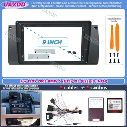For 1995-2003 BMW 5 E39 X5 E53 9INCH 2 Din Car MP5 stereo radio Android frame panel fascia cable harness adapter decoder canbus