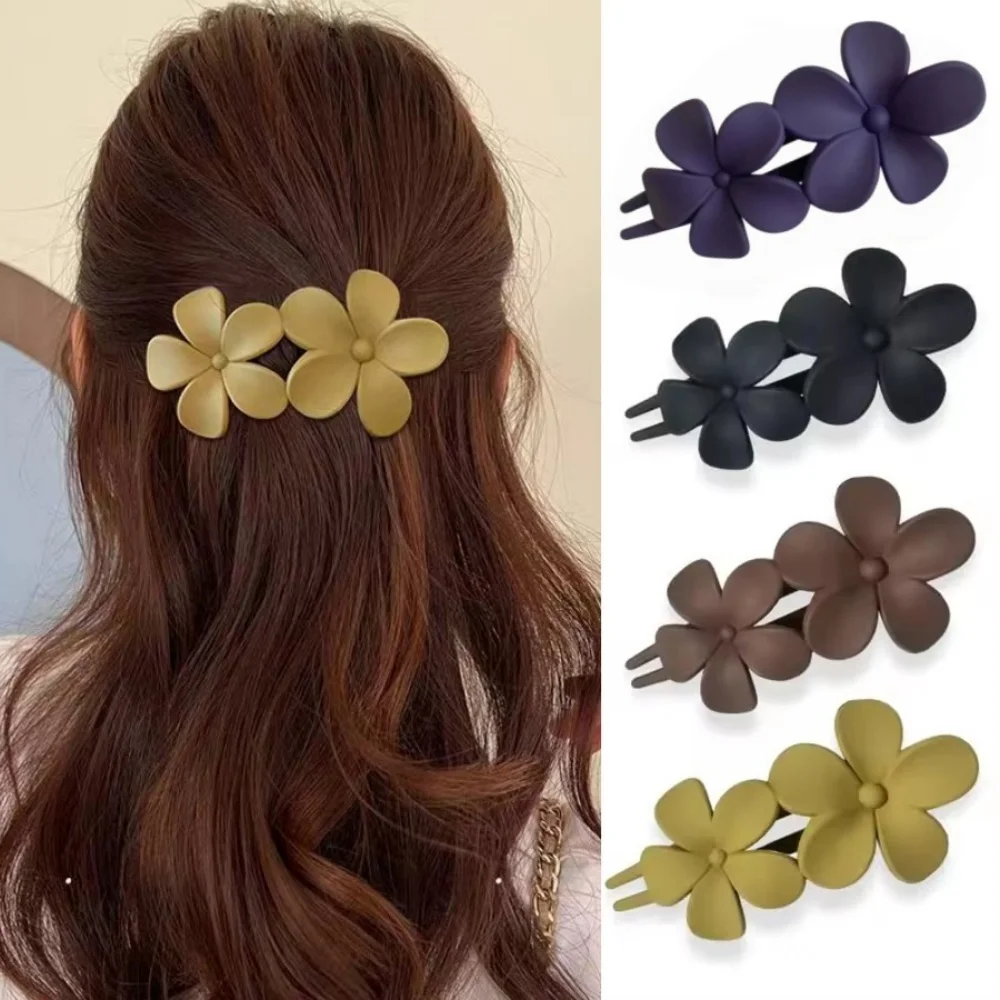 Blumen-Haarspangen, matte französische Haarspange, schwarze Blumen-Haarnadeln, Haarklammer, rutschfeste Haarklammer, zum Greifen von elegantem Haar, Zubehör