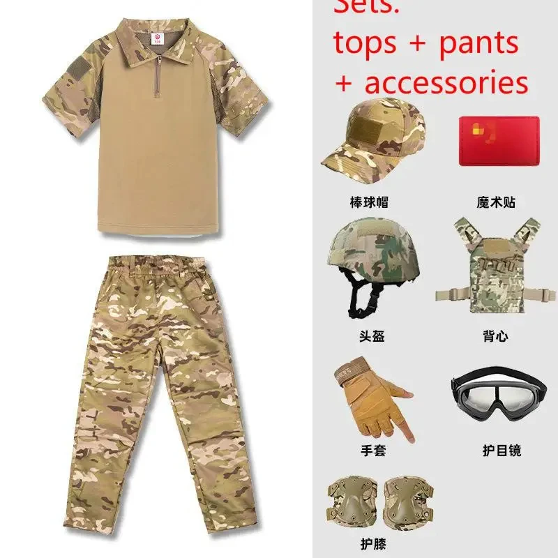 2021 Kids Boys US Army Tactical Military Uniform Airsoft Camouflage Combat-comprovato camicie pantaloni Rapid Assault manica lunga Battle