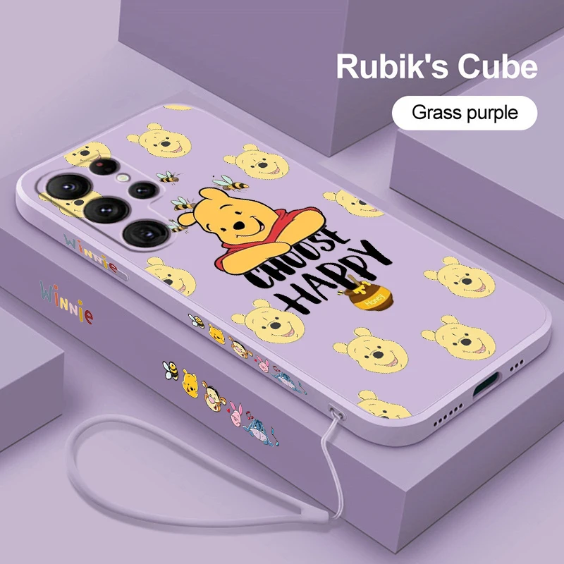 

Disney Winnie the Pooh For Samsung Galaxy S24 S23 Ultra S22 S21 S20 S10 Plus Pro FE Lite Liquid Left Rope Phone Case