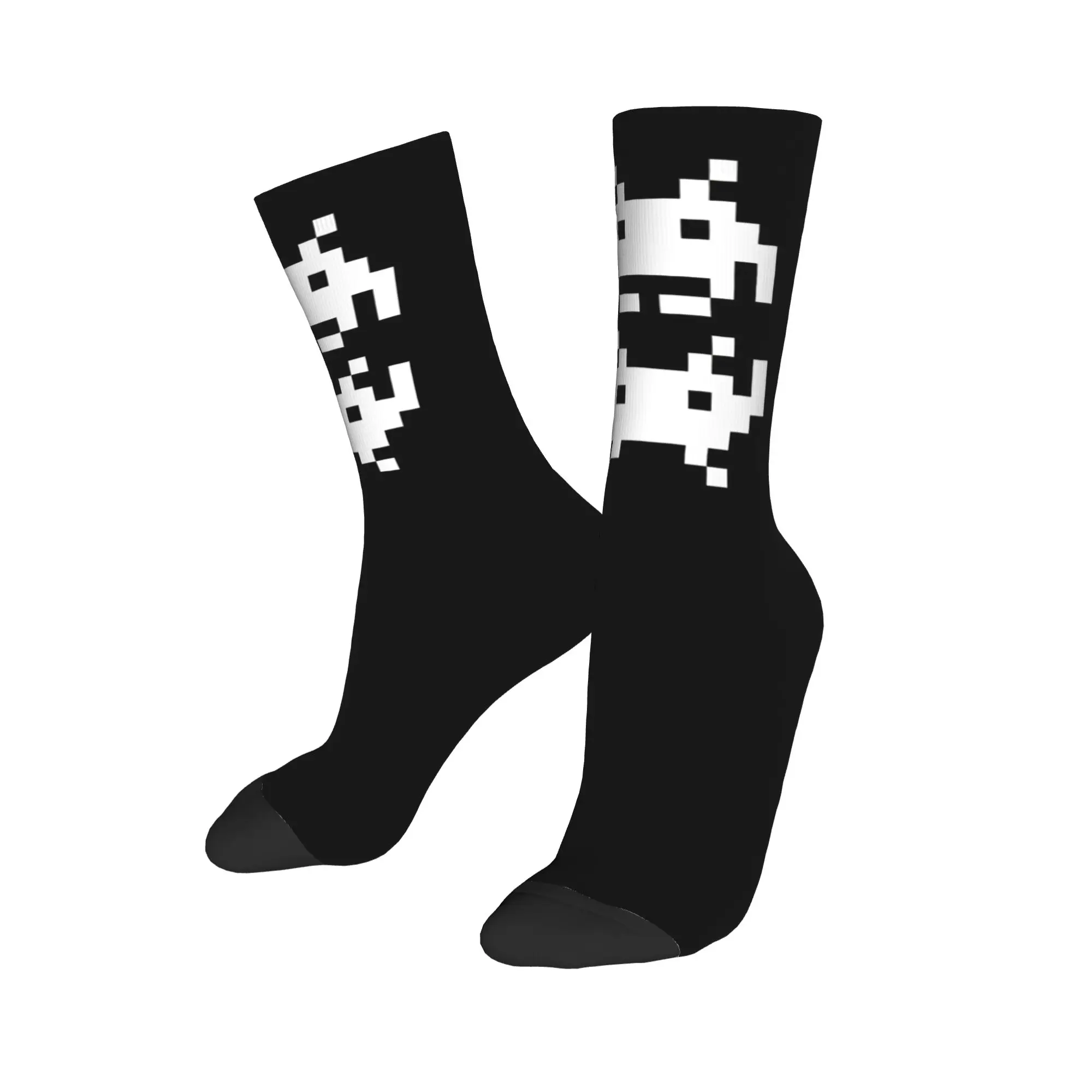 Winter Warm Crazy Design Women Men Space Invaders Socks Retro Gamer Pixel Art Sweat Absorbing Crew Socks,