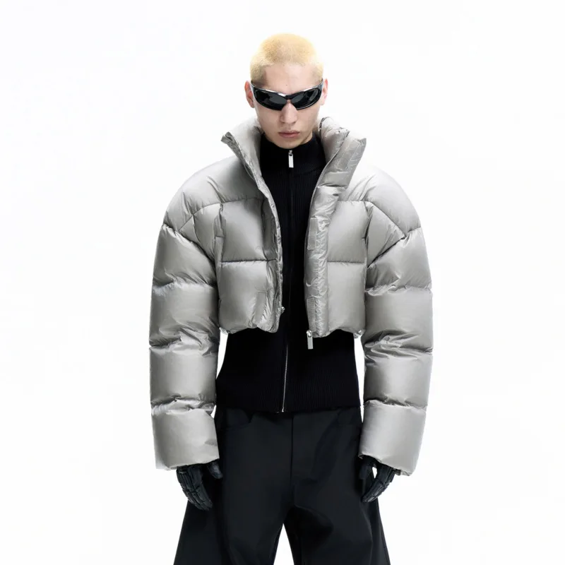 HKSH Autumn Winter New Men Tide 90 White Duck Down Detachable Two-Way Jacket Thicken Warm Short Stand Collar Puffer Coat HK17140