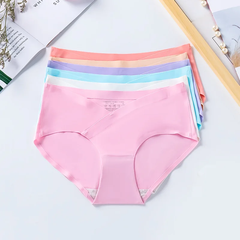 Pregnant Women Underwear Maternity Underwear Pregnancy Briefs 1pc Ice Silk Low Waist Comfortable Postpartum Seamless