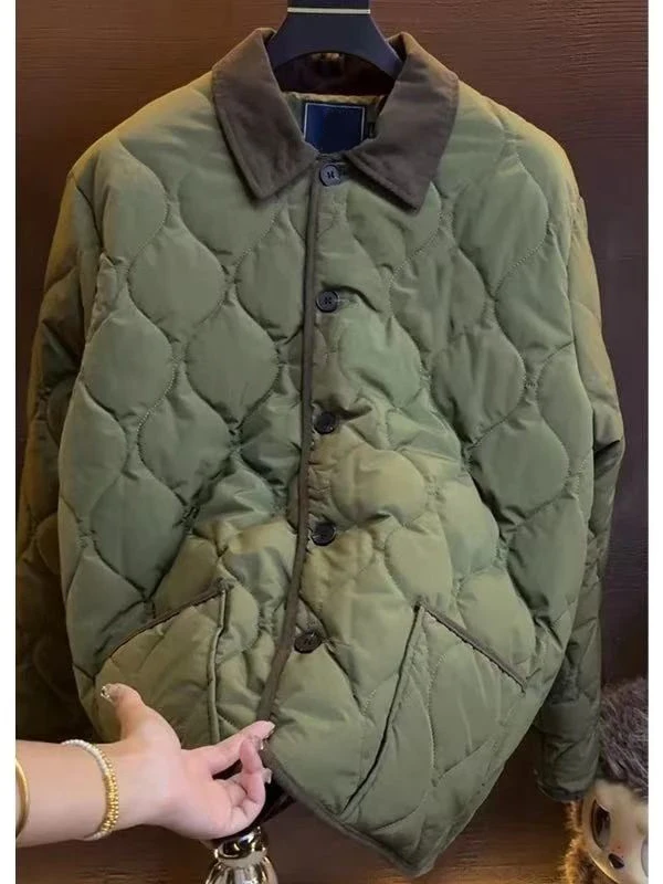 

Модная хлопковая куртка с воротником с ромбовидным узором, мужская легкая роскошная хлопковая куртка, осенне-зимняя новинка