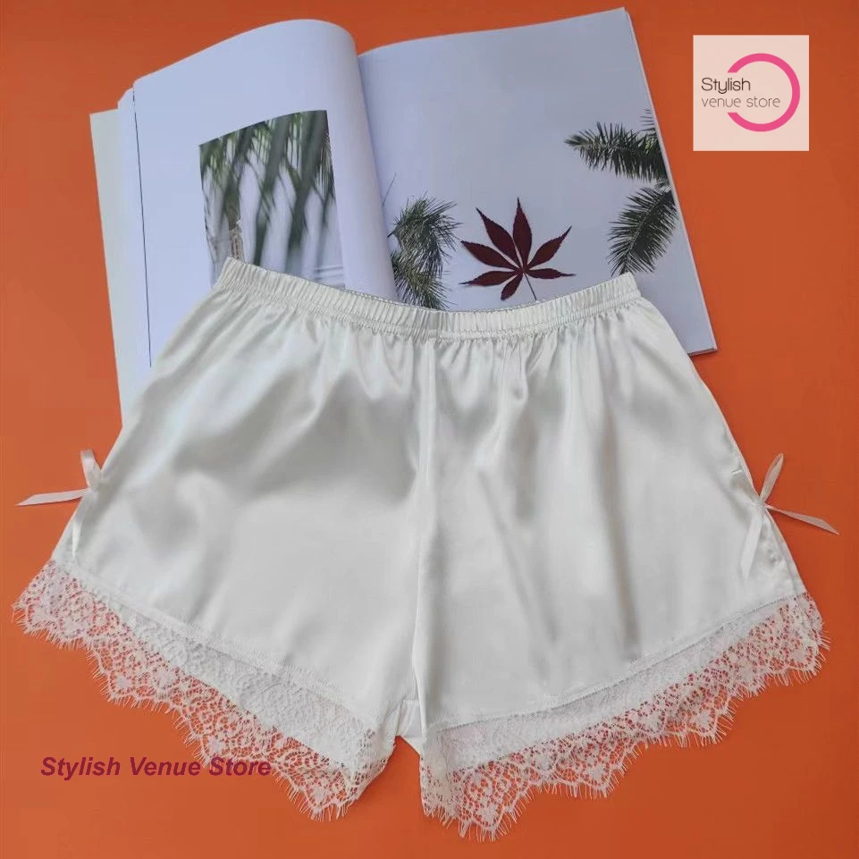 

Summer thin women's shorts safety pants anti-exposure ladies Korean new fashion western lace stitching bow home pants pajamas.