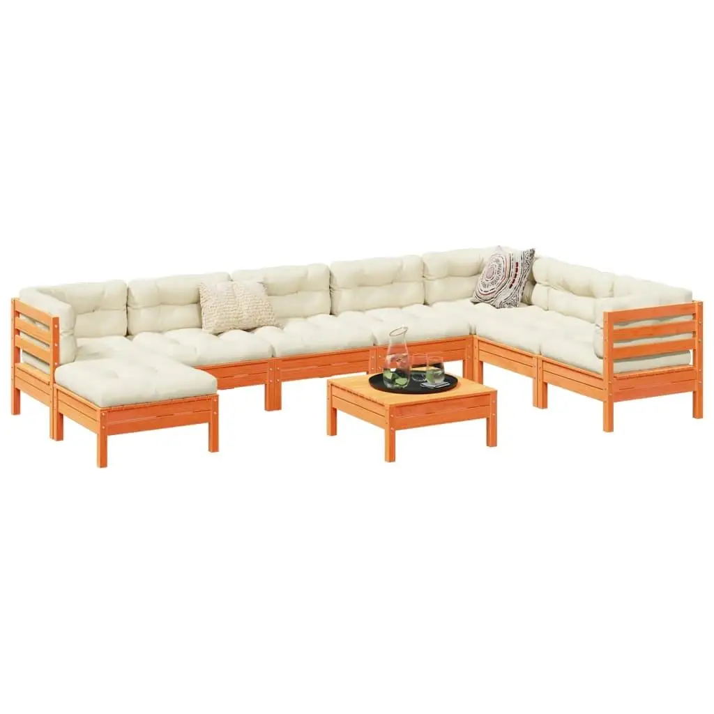 

Cream Cushion Garden Sofa Set with Wax Brown Frame Outdoor Patio Furniture