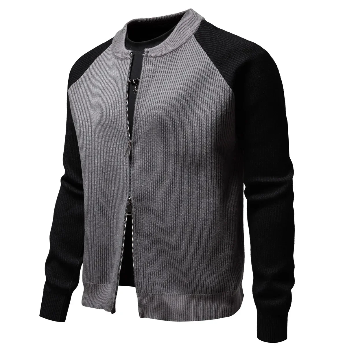 Men's New Autumn and Winter Velvet Zip-up Jacket Stylish and Comfortable Round Neck Long Sleeve Top