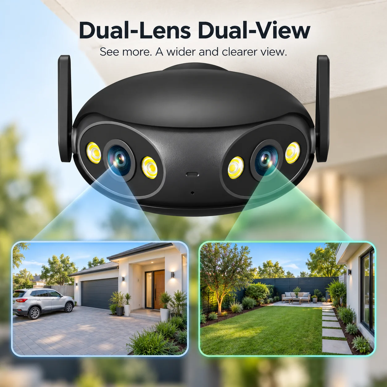 4MP Dual Lens IP Camera POE Outdoor 2K HD 180° Wide WiFi Binocular Surveillance Security Cam CCTV Angle AI Detection Onvif ICsee