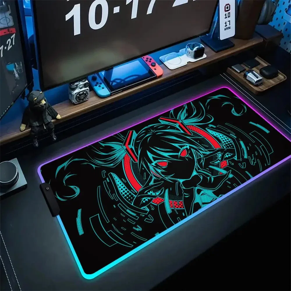 

RGB H_hatsune M_miku Mouse Pad Computer Mousepad Laptop Desk Mat Office Keyboard Pad Luminous Desk Mat Backlit LED Mice Pad