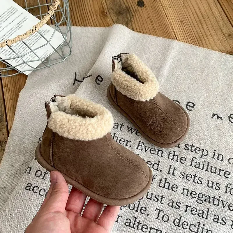 Baby Casual Boots Cute Suede Warm Toddler Kids Walking Shoes Versatile 2026 Brand New Girls Princess Boots Soft Sole Round Toes