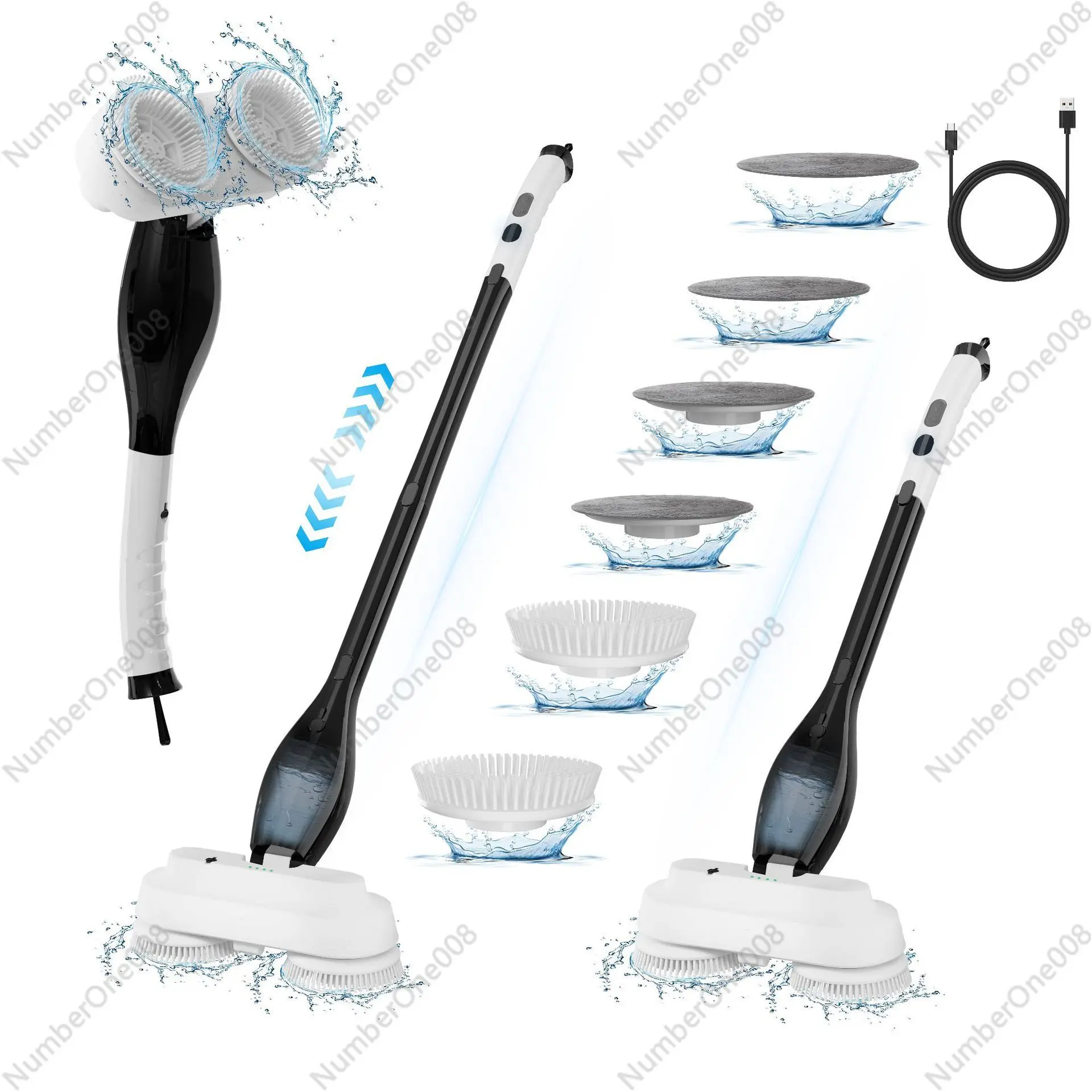 

Электрическая ручная чистящая кухонная двойная щетка для чистки пластинок, многофункциональная швабра для чистки спреем