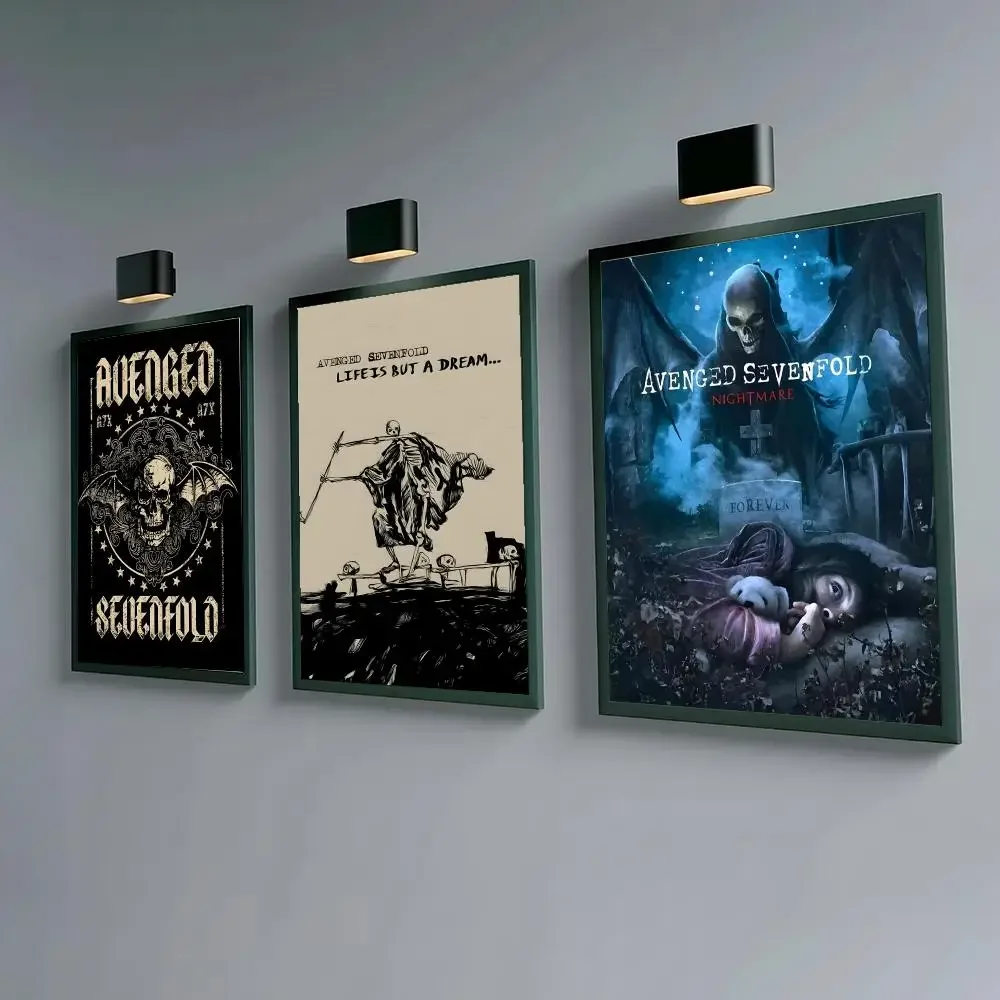 A-Avenged Sevenfold-D Band Poster Waterproof Peel & Stick Wall Sticker Self Adhesive Art Decor For Living Room Bedroom