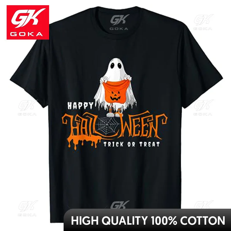 Ghost Trick or Treat Happy Halloween Candy T-Shirt Halloween Costume Gifts Horror Style Graphic Tee Tops Short Sleeve Blouses