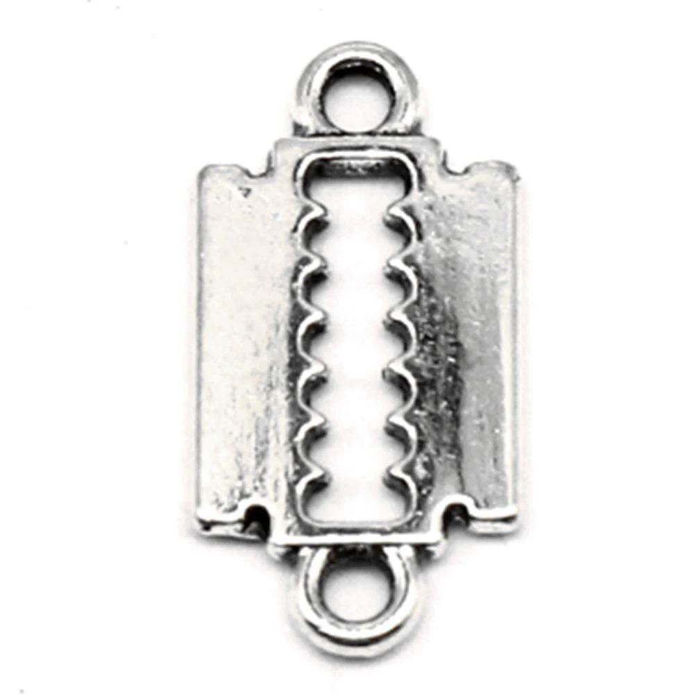 Razor Blades Connector Man Pendant Handmade Kids Best Friends Jewelry 10x20mm 20pcs Antique Silver Color